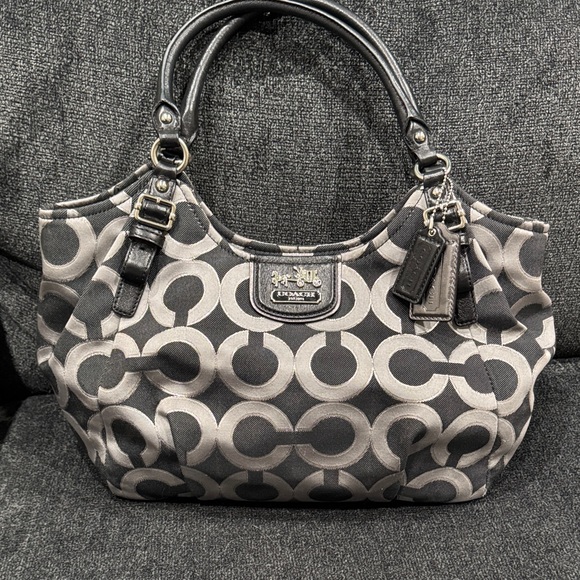 Coach Handbags - Coach Black and Gray Circle Pattern Shoulder Bag